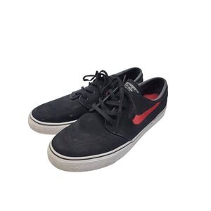 Nike SB Stefan Janoski Black Red Swoosh Suede Skate Shoes Men's Size 11.5